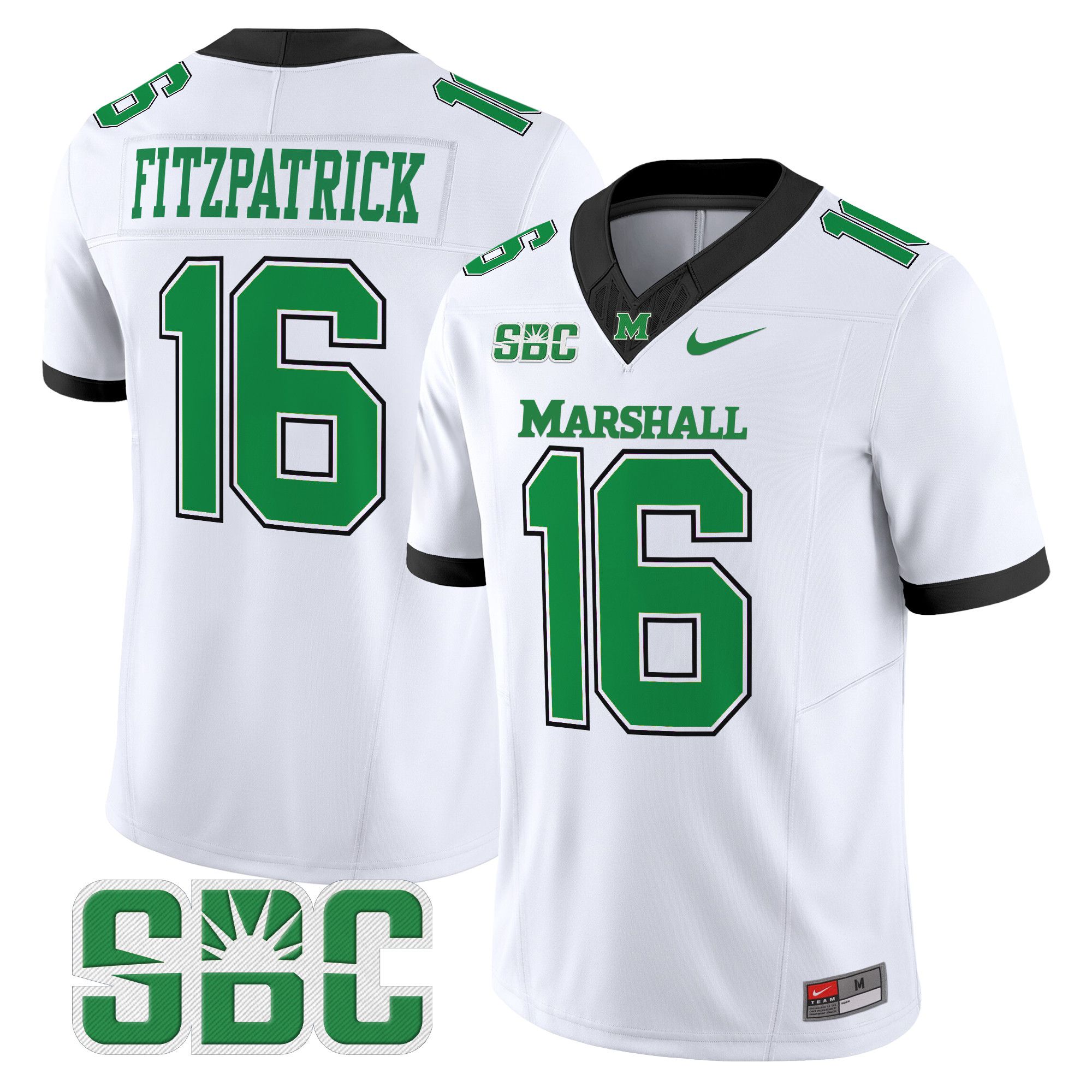 Men Marshall Thundering Herd #16 Fitzpatrick White Nike 2024 Vapor Limited NCAA Jersey->more ncaa teams->NCAA Jersey
